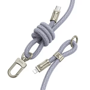 Cablu Hoco GH7 Elegant series adjustable messenger lanyard Type-c to IP (rechargeable) [Denim-Blue]